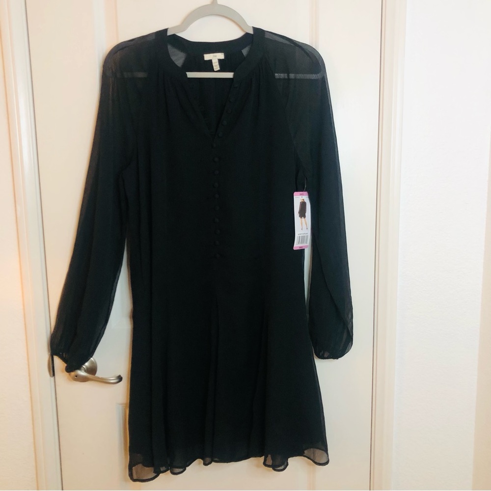 NWT New Joie Balloon Sleeve Dress, Caviar black color, MSRP $378 - Picture 4 of 9